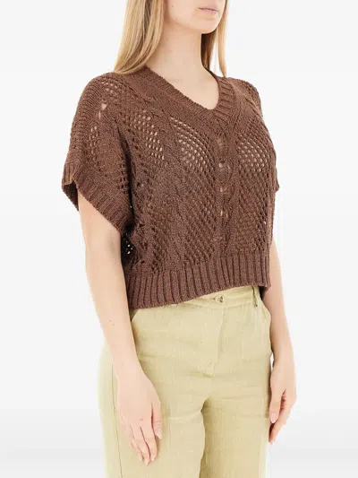 Vicolo V-neck Sweater In Brown