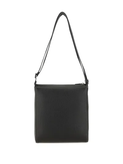 Ferragamo Textured Messenger Bag Adjustable Strap In Black