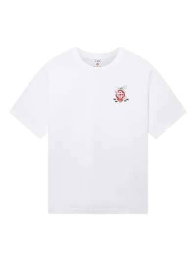 Casablanca Oversized T-shirt With Dragonfly Floral Print In White