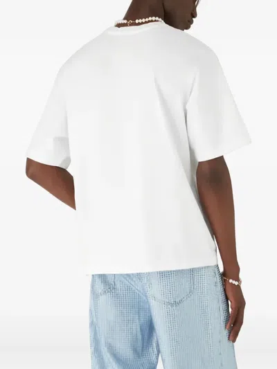 Casablanca Oversized T-shirt With Dragonfly Floral Print In White