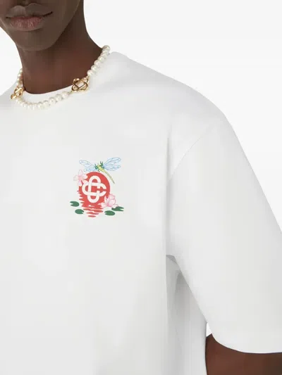 Casablanca Oversized T-shirt With Dragonfly Floral Print In White