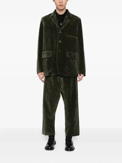 Uma Wang Velvet Blazer In Green