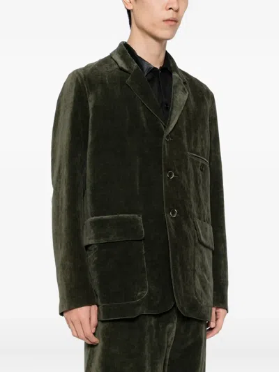 Uma Wang Velvet Blazer In Green