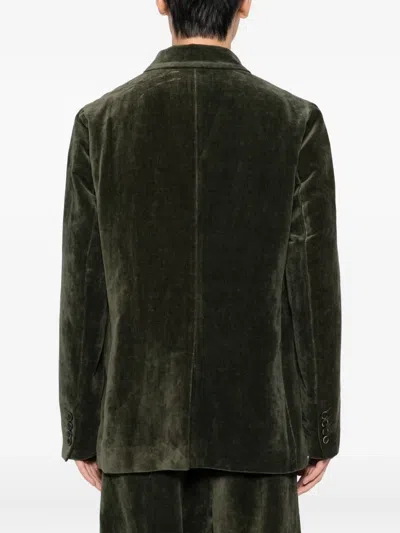Uma Wang Velvet Blazer In Green
