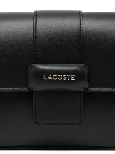 Lacoste Logo-appliqué Flap Bag In Black