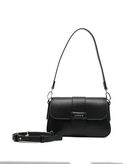 Lacoste Logo-appliqué Flap Bag In Black