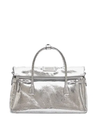 Maison Margiela Numerical-patch Tote Bag In Silver