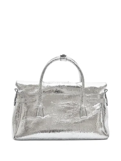 Maison Margiela Numerical-patch Tote Bag In Silver