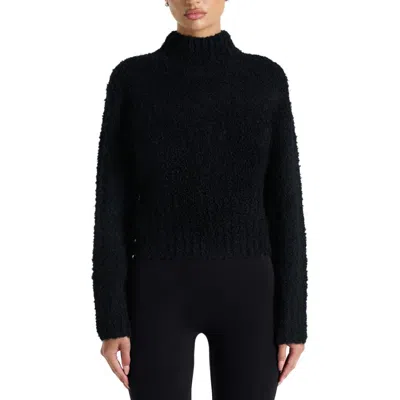 Naked Wardrobe Turtleneck Bouclé Sweater In Black
