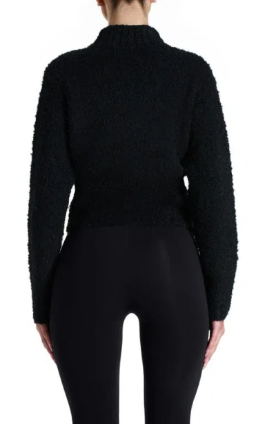 Naked Wardrobe Turtleneck Bouclé Sweater In Black