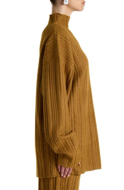 Naked Wardrobe Oversize Funnel Neck Sweater In Brown