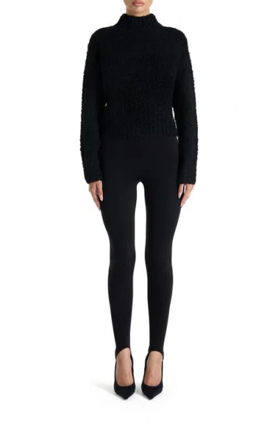 Naked Wardrobe Turtleneck Bouclé Sweater In Black