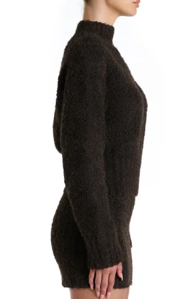 Naked Wardrobe Turtleneck Bouclé Sweater In Brown