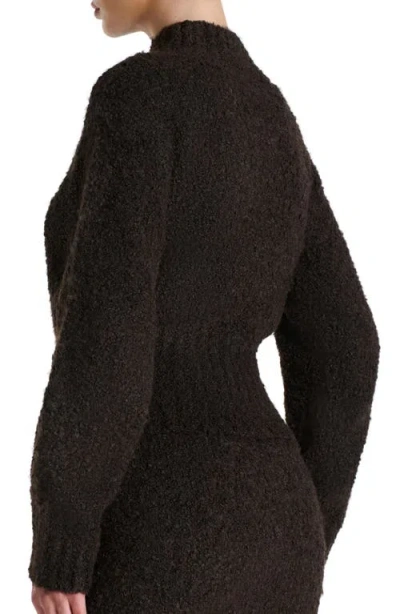 Naked Wardrobe Turtleneck Bouclé Sweater In Brown