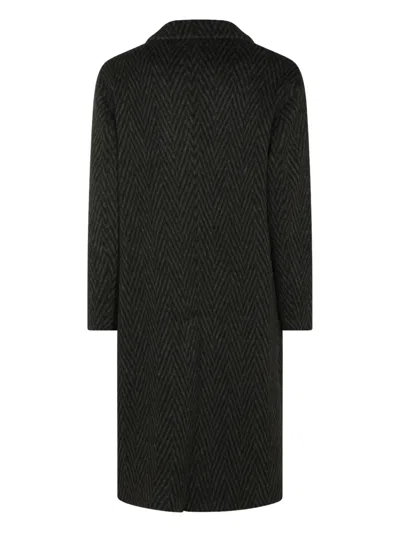 Hevo Herringbone Double-breasted Coat In Gray