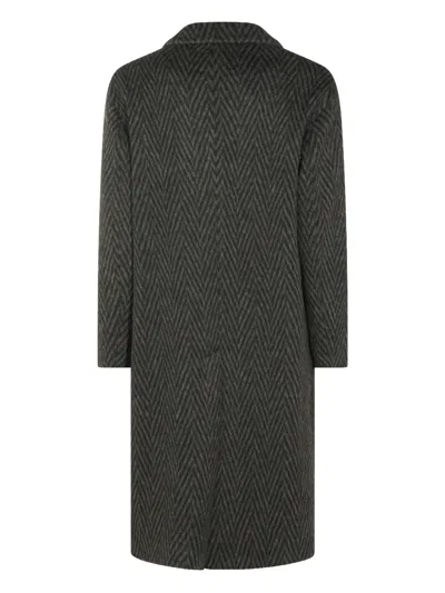 Hevo Herringbone Double-breasted Coat In Gray