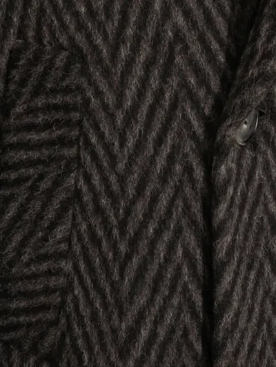 Hevo Herringbone Double-breasted Coat In Gray
