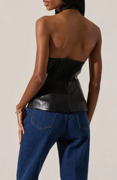 Astr The Label Yaritza Faux Leather Halter Top In Black