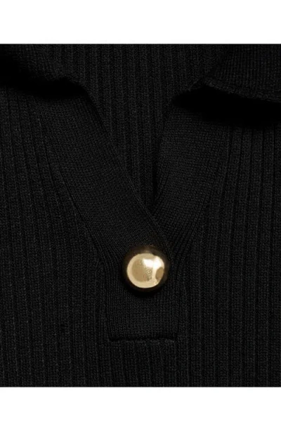 Mango Rib Polo Sweater In Black