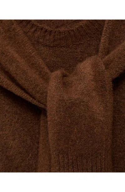 Mango Leire Tie Neck Sweater In Brown