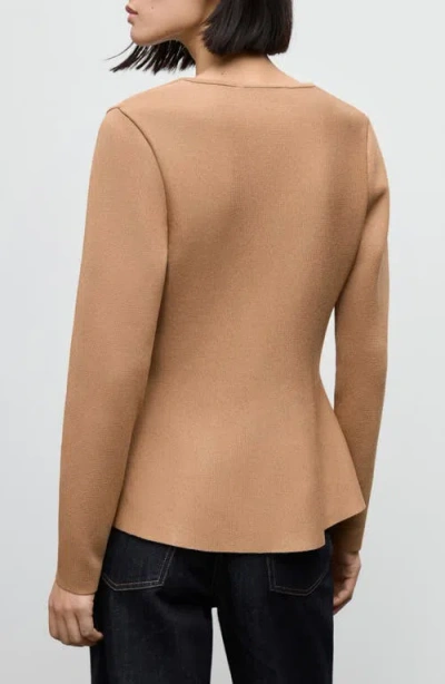 Mango Women's Fitted Knitted Buttons Jacket In Brown