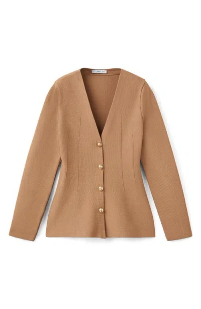 Mango Women's Fitted Knitted Buttons Jacket In Brown