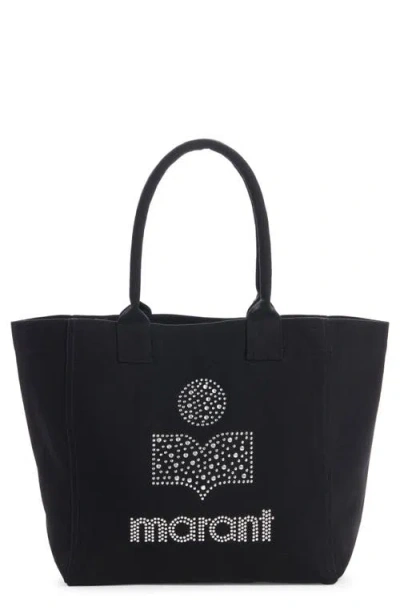 Isabel Marant Small Yenky Festive Studded Logo Canvas Tote In Black