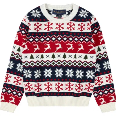 Brooks Brothers Kids' Fair Isle Cotton Crewneck Sweater In Multi