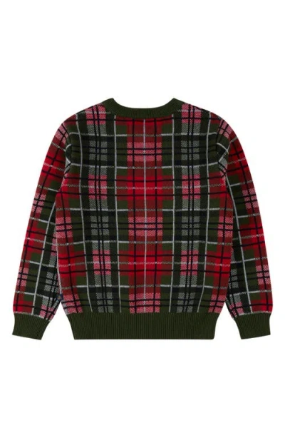 Brooks Brothers Kids' Plaid Cotton Crewneck Sweater In Red