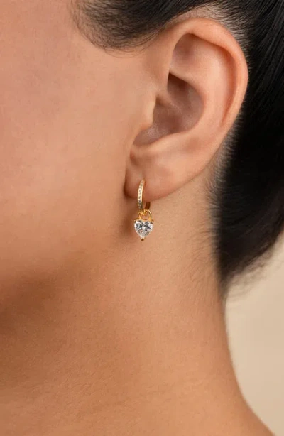 Sterling Forever Eugenia Heart Drop Huggie Hoop Earrings In Gold