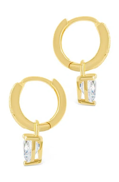 Sterling Forever Eugenia Heart Drop Huggie Hoop Earrings In Gold