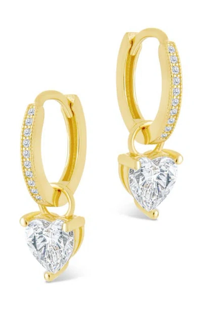 Sterling Forever Eugenia Heart Drop Huggie Hoop Earrings In Gold