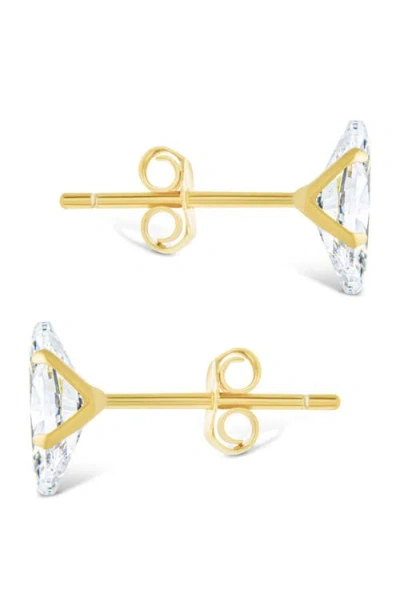 Sterling Forever 14k Over Silver Cz Marquise Cut Prong Set Stud Earrings In Gold