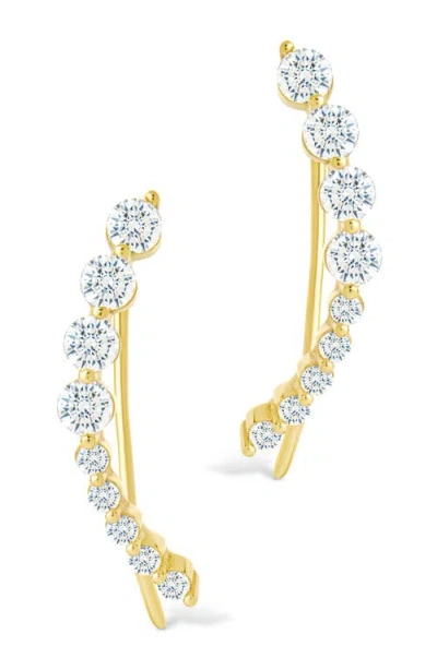 Sterling Forever Brilliant Cubic Zirconia Single Ear Crawler In Gold