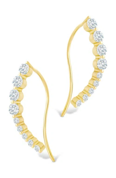 Sterling Forever Brilliant Cubic Zirconia Single Ear Crawler In Gold