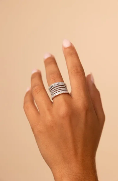 Sterling Forever Cubic Zirconia Multi-row Band Ring In Metallic