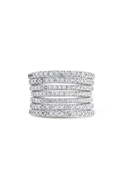 Sterling Forever Cubic Zirconia Multi-row Band Ring In Metallic
