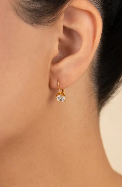 Sterling Forever Round-cut Cubic Zirconia Hoop Earrings In Gold