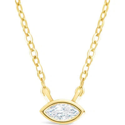 Sterling Forever Bezel Marquise Cubic Zirconia Pendant Necklace In Gold