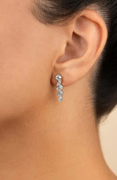 Sterling Forever Blythlyn Cubic Zirconia Drop Earrings In Gray