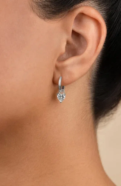 Sterling Forever Eugenia Heart Drop Huggie Hoop Earrings In Gray