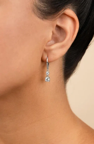 Sterling Forever Magdalena Cubic Zirconia Drop Hoop Earrings In Gray