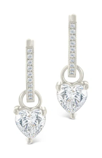 Sterling Forever Eugenia Heart Drop Huggie Hoop Earrings In Gray