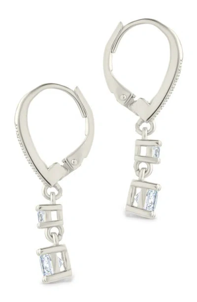 Sterling Forever Magdalena Cubic Zirconia Drop Hoop Earrings In Gray