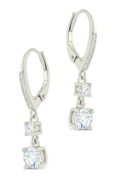 Sterling Forever Magdalena Cubic Zirconia Drop Hoop Earrings In Gray