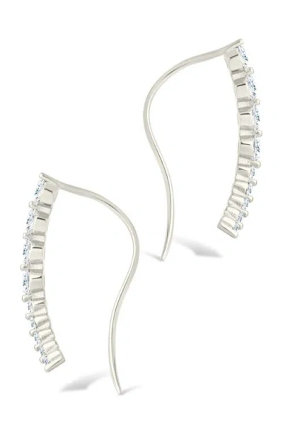 Sterling Forever Brilliant Cubic Zirconia Single Ear Crawler In Metallic