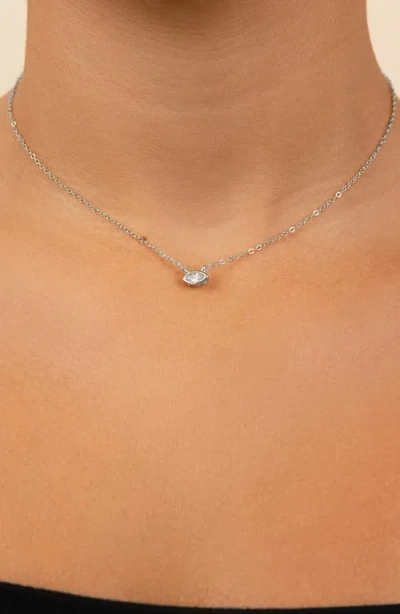 Sterling Forever Bezel Marquise Cubic Zirconia Pendant Necklace In Metallic