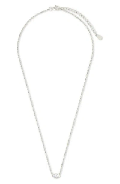 Sterling Forever Bezel Marquise Cubic Zirconia Pendant Necklace In Metallic