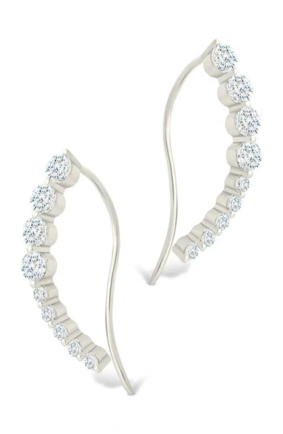 Sterling Forever Brilliant Cubic Zirconia Single Ear Crawler In Metallic