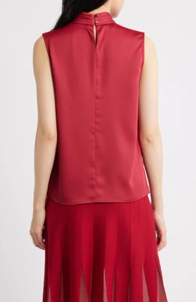 Misook Crêpe De Chine Mock Neck Sleeveless Top In Red